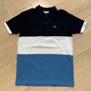 Lacoste boys cotton blue white navy polo shirt
